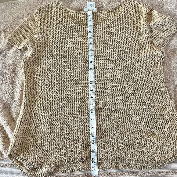 Talbot’s tan‎ shortsleeve knit pullover scoop neck keyhole detail L - Picture 5 of 7